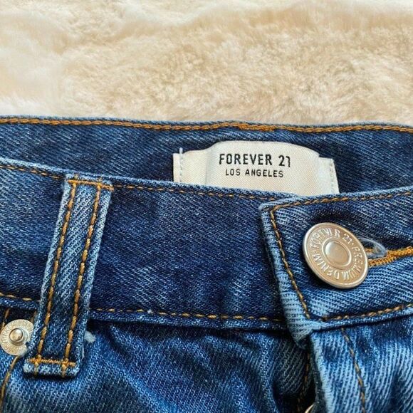 Forever 21 Womens Jean Mini Skirt Sz 24 Button Fly - Picture 2 of 5